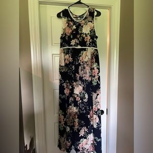 Pink blush navy blue floral dress